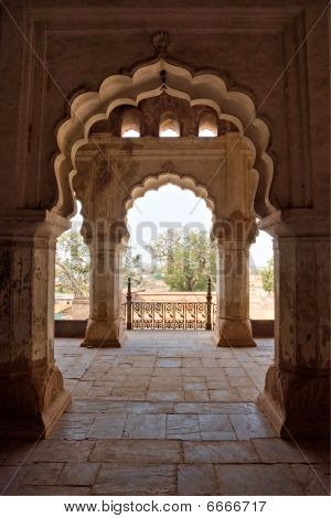 Arkitekturen av Orcha's Palace, Indien.