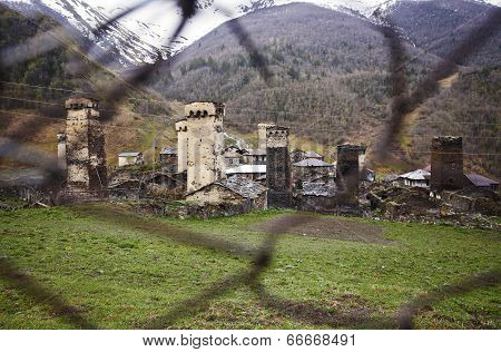 Village Ushguli In Upper Svaneti In Georgia