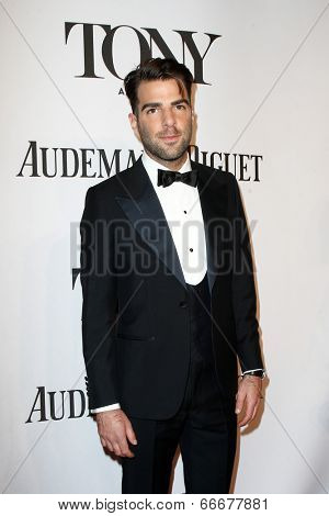 NEW YORK-JUNE 8: Actor Zachary Quinto attends American Theatre Wing's 68th Annual Tony Awards at Radio City Music Hall on June 8, 2014 in New York City.