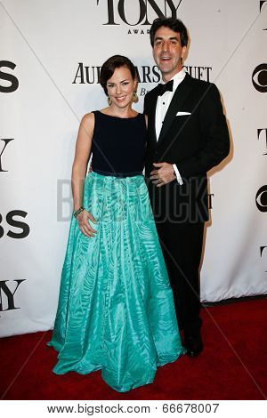 NEW YORK-JUNE 8: Composer Georgia Stitt (L) and husband Jason Robert Brown attend American Theatre Wing's 68th Annual Tony Awards at Radio City Music Hall on June 8, 2014 in New York City.