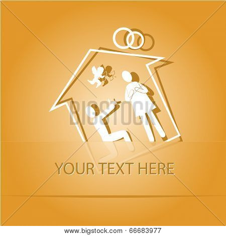 Home affiance. Paper sticker as bookmark. Vector illustration. Eps10.