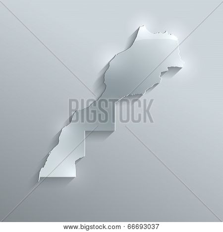 Maroco map glass card paper 3D raster