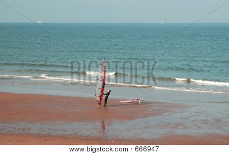 Windsurfer på stranden