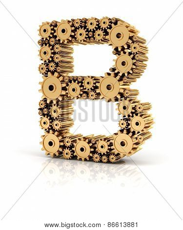 Alphabet B formed by gears