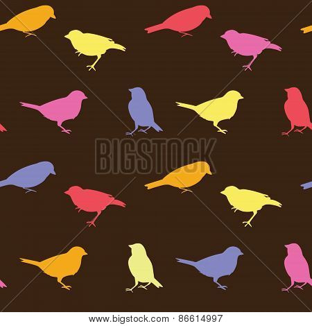 Vintage vector seamless pattern with birds