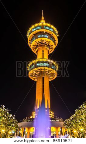 Banhan Chaemsai Tower In Suphanburi City,  Suphan Buri Province. Thailand.
