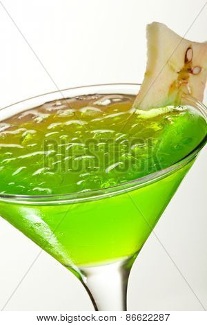 Cocktail with Midori, Rum, Lychee and Apple