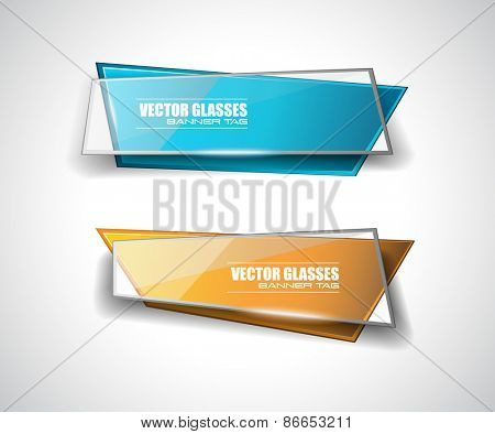 Glass Banner with Abstract Shape and glossy effect with transparent shadows. Idea to use as adtertisement panel, infographic backgrpund, item showcase and so on 