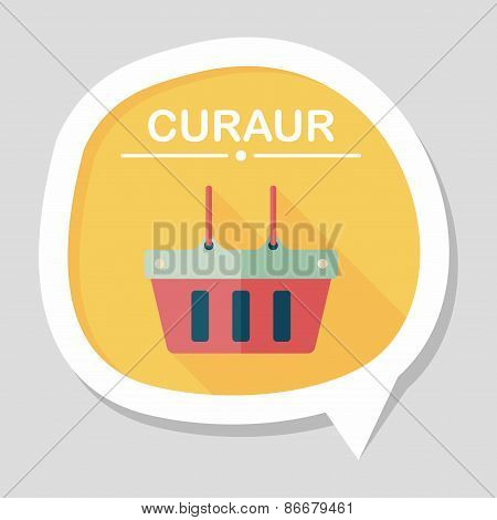 Shopping Basket Flat Icon With Long Shadow,eps10