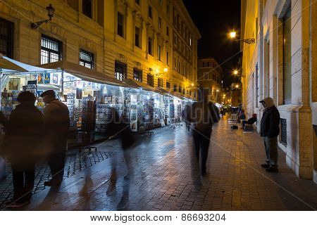 Street Markets In Rome At Night