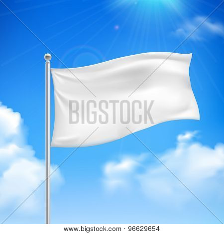 White flag blue sky background poster