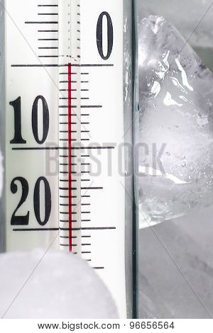 Thermometer and ice