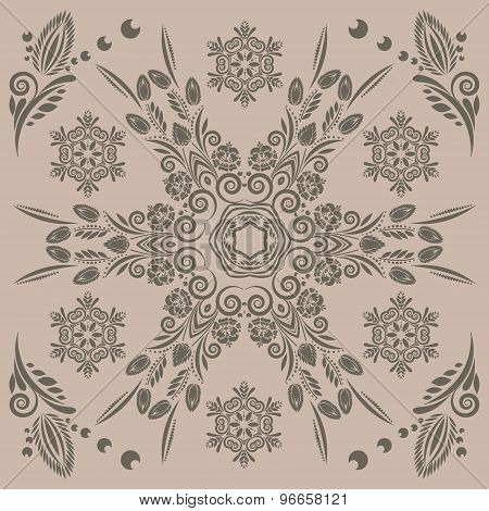 vintage seamless pattern with floral ornament