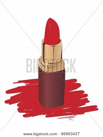 Red Lipstickon a white background