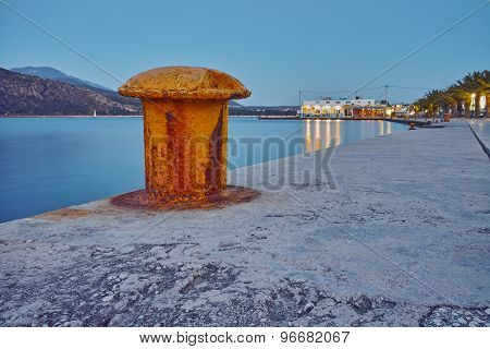 Night photo of embankment of Argostoli town, Kefalonia