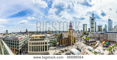 Aerial View Of Frankfurt With Hauptwachen, Germany In A Summer Day