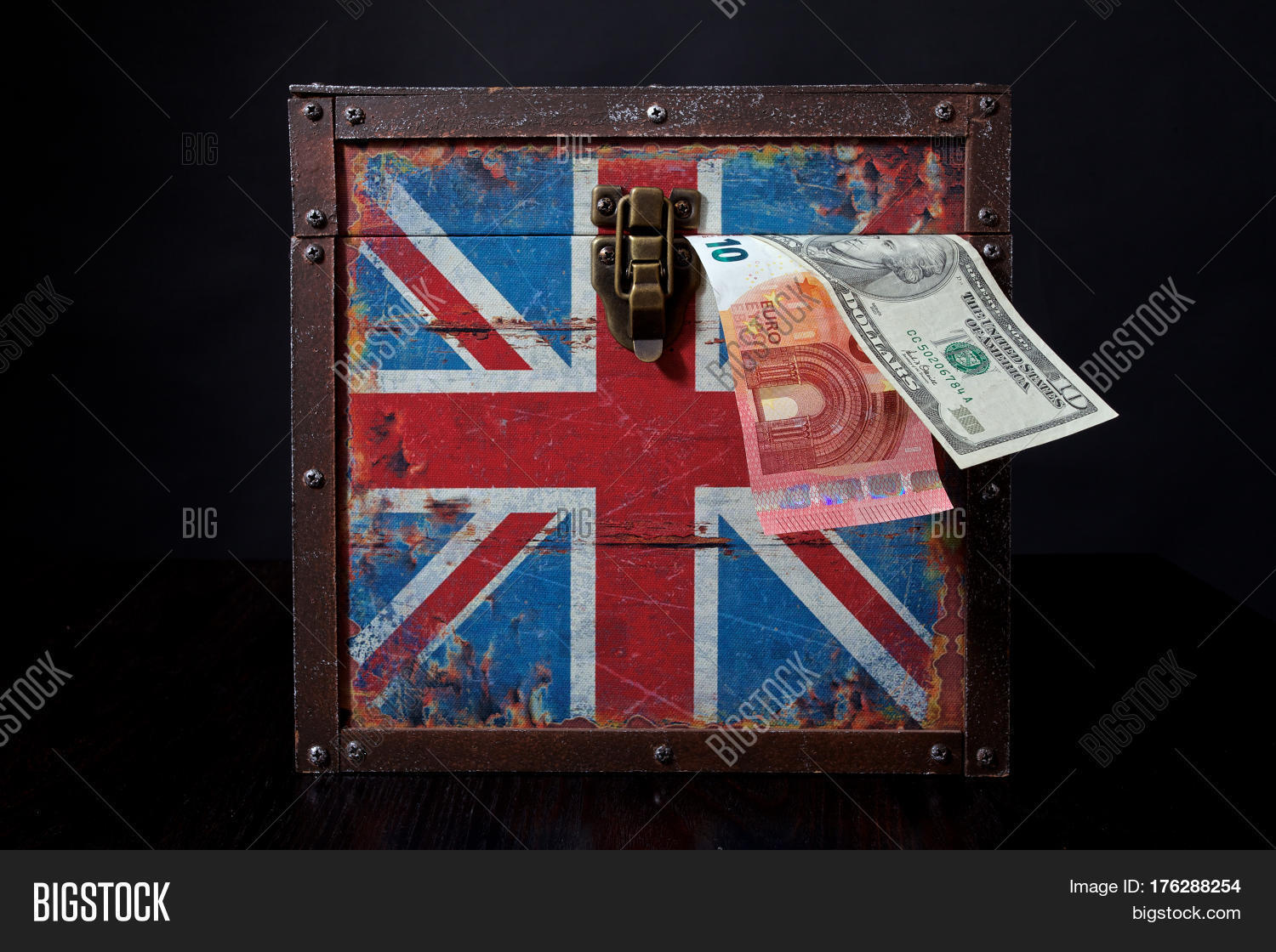 Euro Banknote American Image Photo Free Trial Stock Euro Banknote And American Dollar On British Flag