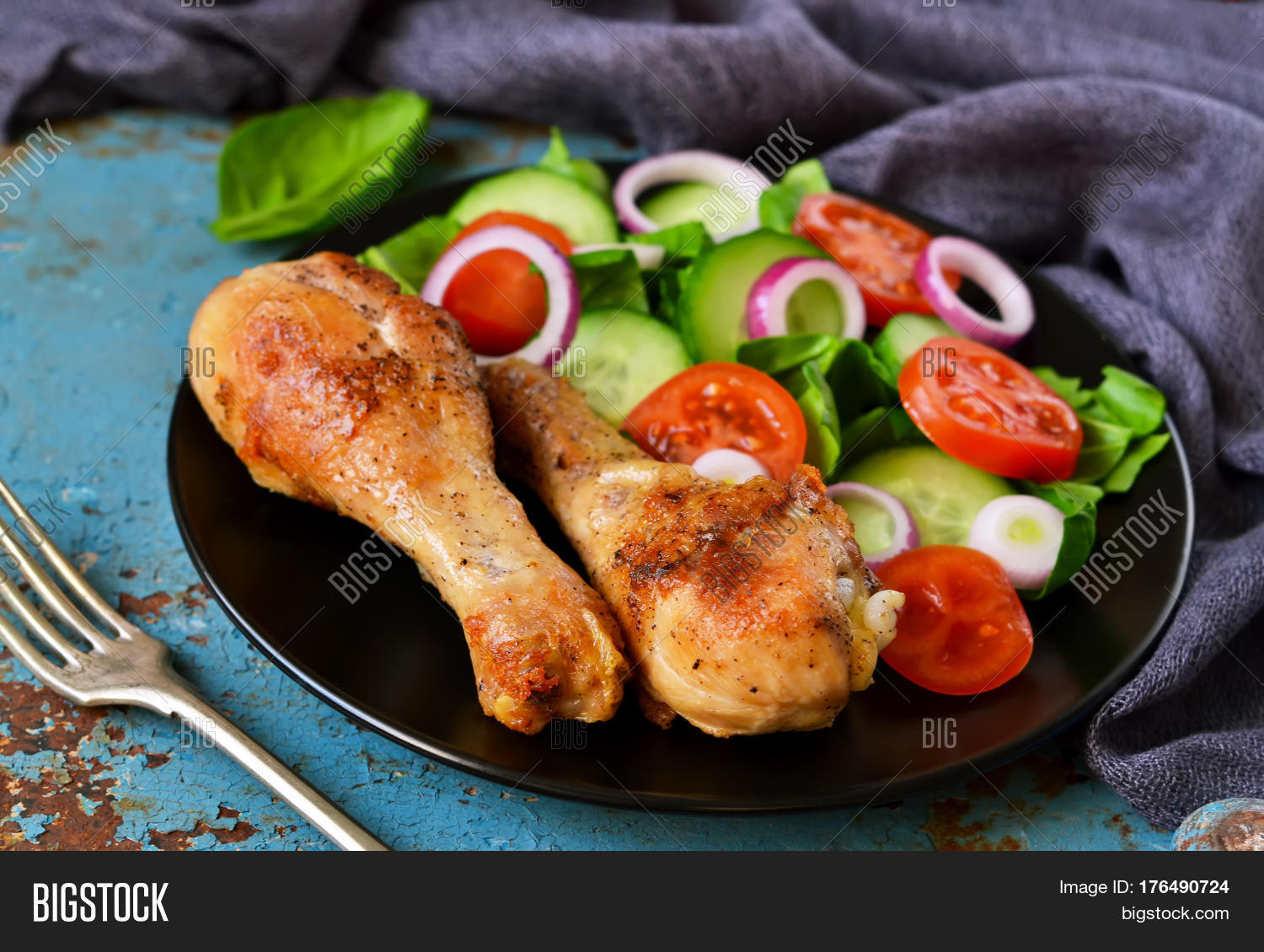 Baked Chicken Side Dish Vegetable Image & Photo Bigstock