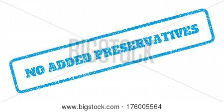 Blue Rubber Seal Stamp With No Added Preservatives Text. Glyph Caption Inside Rounded Rectangular Fr