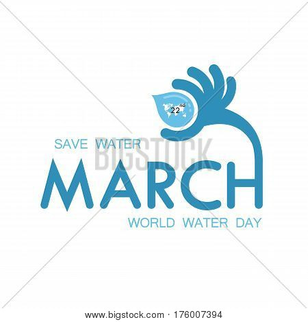 Blue "March" Typographical Design Elements.World Water Day icon.Minimalistic design for World Water Day concept.Vector illustration