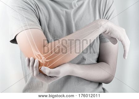 elbow bones injury white background elbow pain