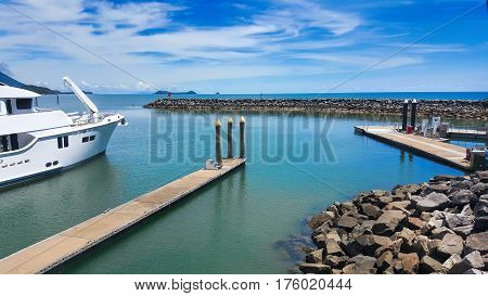 view from Yorkeys Knob marina towards Double Island