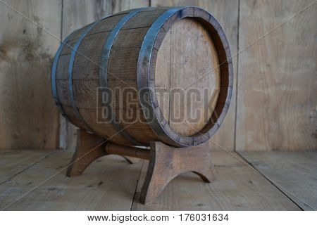 background of barrel and worn old table of wood