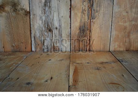 background of barrel and worn old table of wood