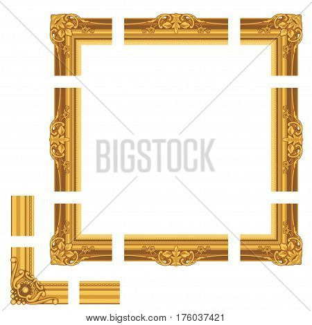 baguette, frame of gold color of selective length
