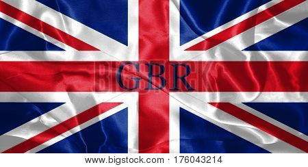 Great Britain Flag Blown In The Wind With Country Name Written On It 3D Illustration