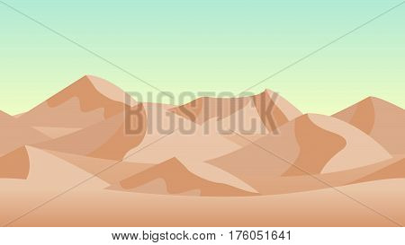 Desert landscape background. with sand dunes. Horizontally seamless can be used in game asset. Vector Illustration