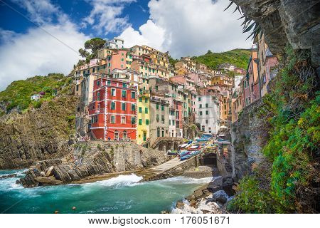 Classic View Of Riomaggiore, Cinque Terre, Italy