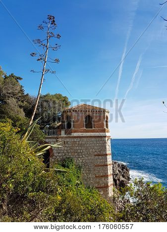 Mediterranean Sea Coastal Rocks Landscape Roquebrune-Cap-Martin France