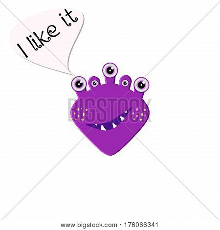 Funny purple monster. Cartoon character on white background. Emoji isolated for your design needs. Vector illustration for your design needs
