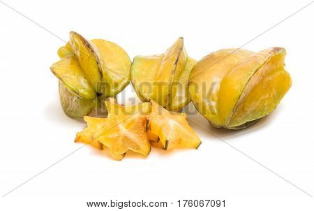 carambola exotic fruit isolated on white background
