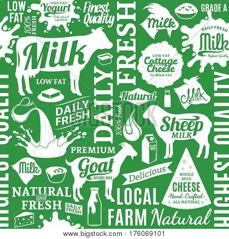 Typographic Vector Milk Product Seamless Pattern Or Background