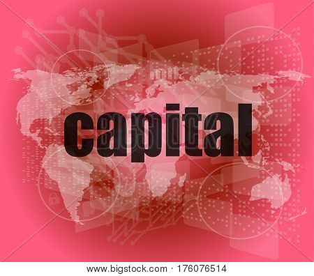 business touch screen interface with capital word