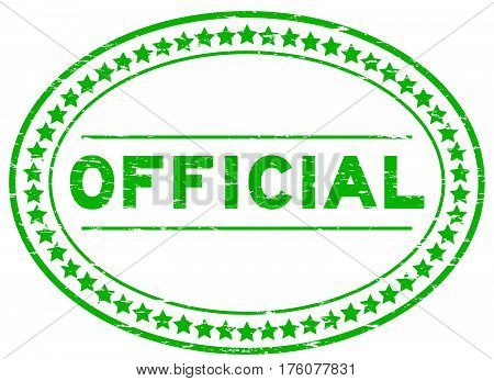 Grunge green official oval rubber seal stamp on white background