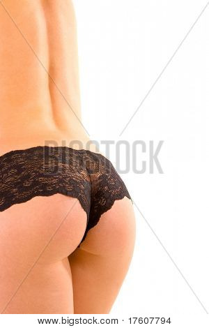 Donna sexy in lingerie su sfondo bianco