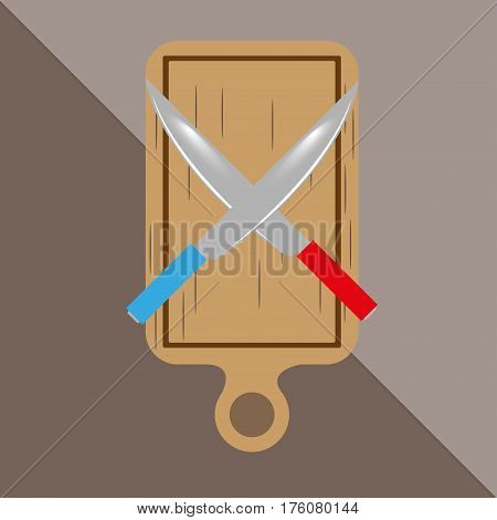 Cutting boards and knives. Kitchen utensils and equipment icon.