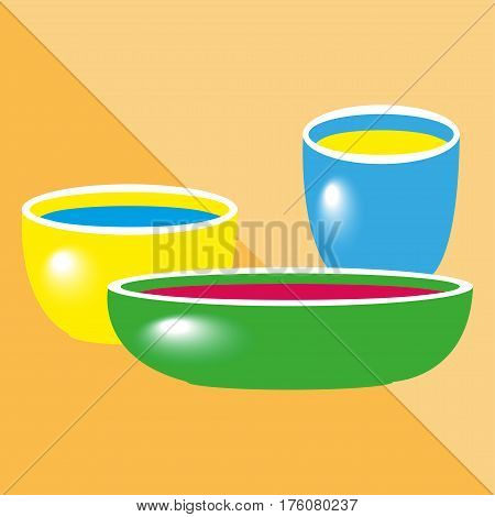 Different bowls. Kitchen utensils and equipment icon.