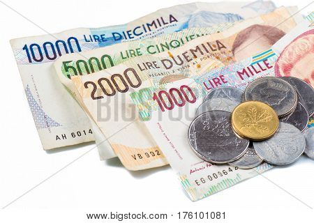 Banknotes From Italy. Italian Lira And Metal Coins