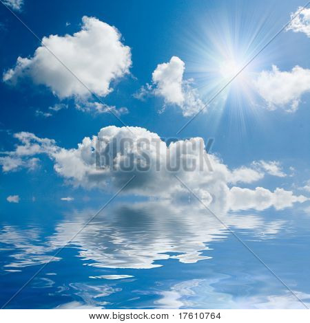 blå havet och solig himmel bakgrund