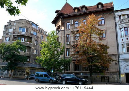 Typical urban landscape in the center of Bucharest - Bucuresti, the capital of Romania. Bucharest have 3 millions inhabitants and many historical vestiges
