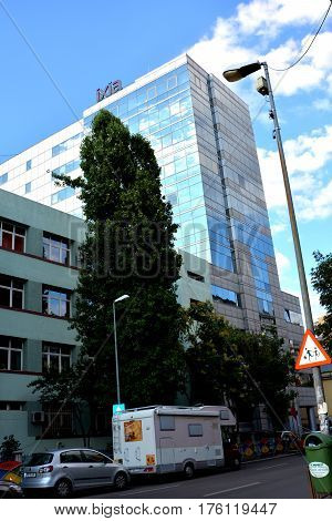 Typical urban landscape in the center of Bucharest - Bucuresti, the capital of Romania. Bucharest have 3 millions inhabitants and many historical vestiges