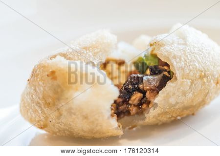 Chinese dim sum deep Fried BBQ Pork dumplings - Chinese groumet cuisine