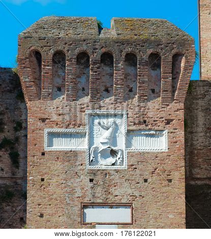 Walls of medieval Sigismondo Castle in Rimini Italy