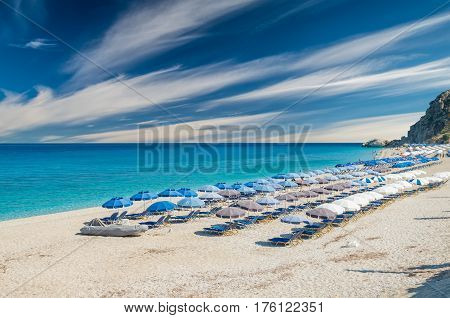 Kathisma Beach, Lefkada Island, Greece. Kathisma Beach is one of the best beaches in Lefkada Island in Ionian Sea