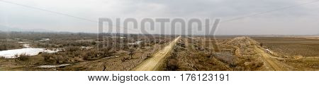 Part Of The Delta Of River Evros, Greece, Panoramic View