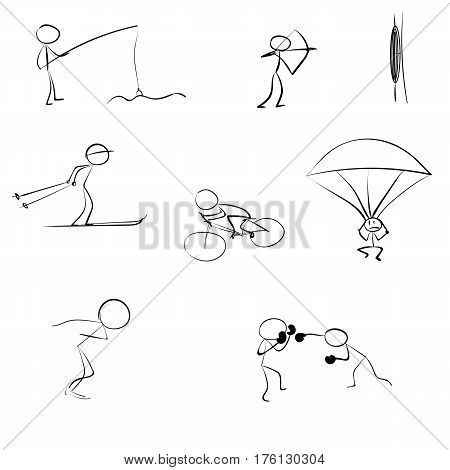 stick men sports vector icon black and white